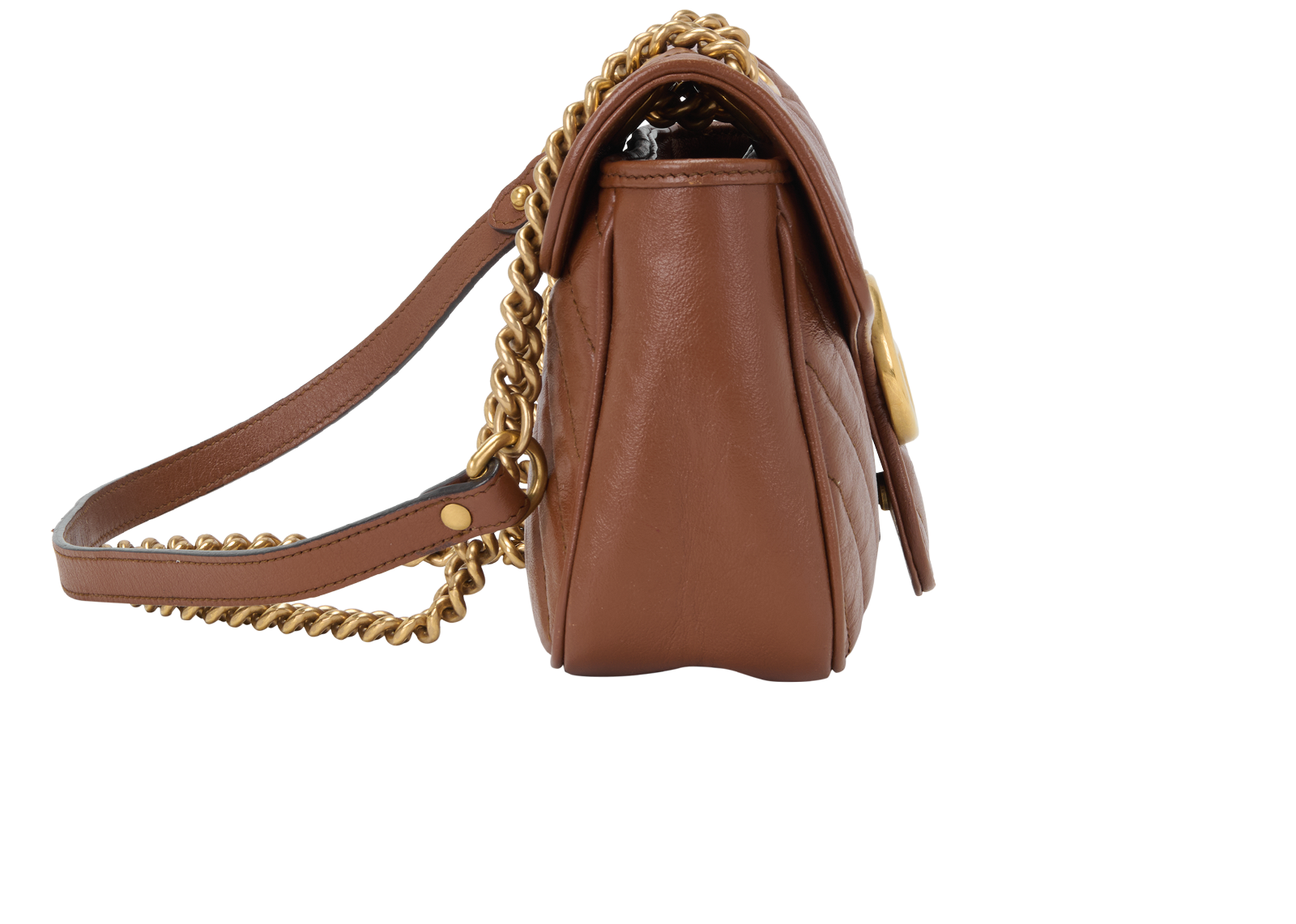 GG Marmont Shoulder, &pound;650, Handbags, Brown, Leather, Side view